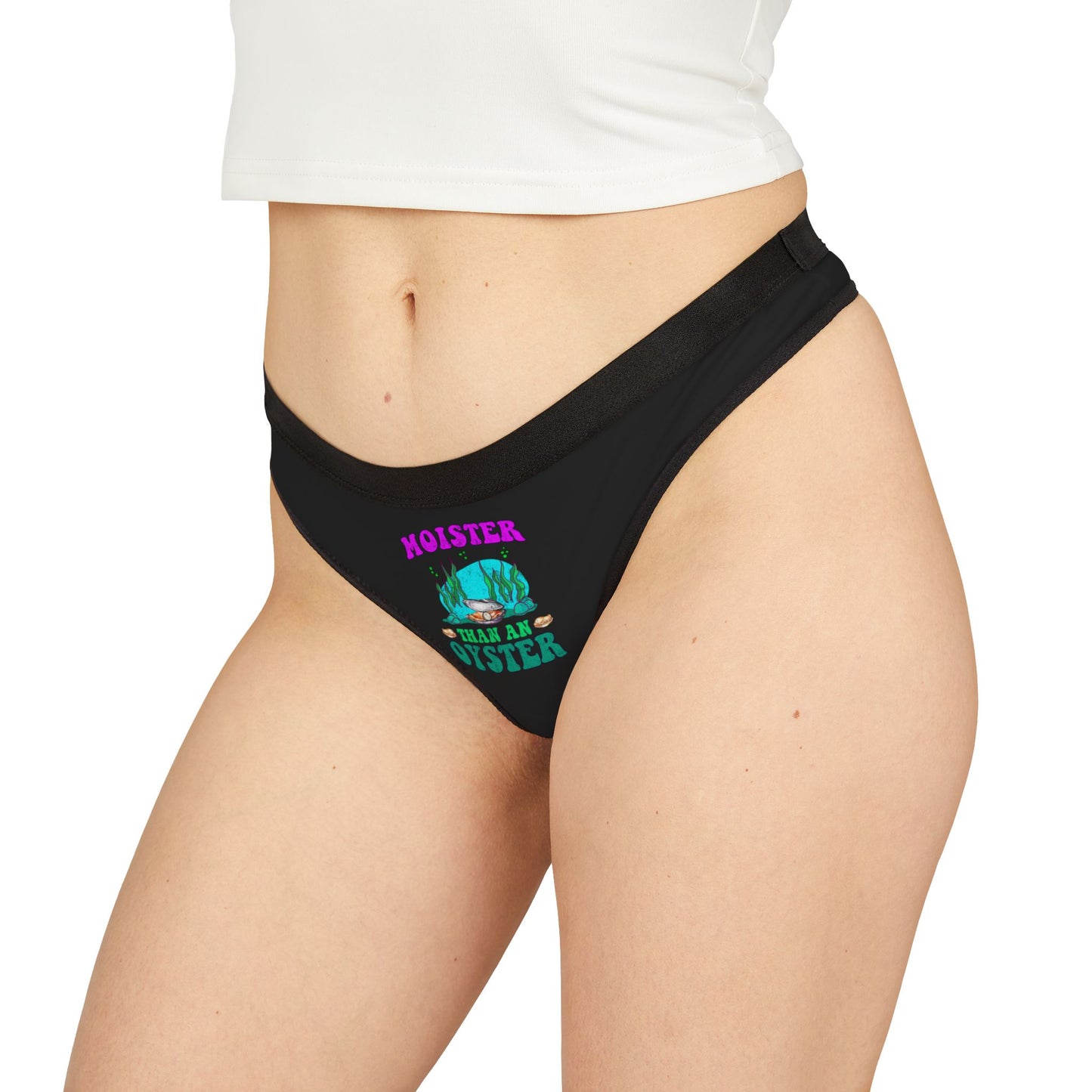 Moister Than An Oyster - Black - Women's Thongs (AOP)