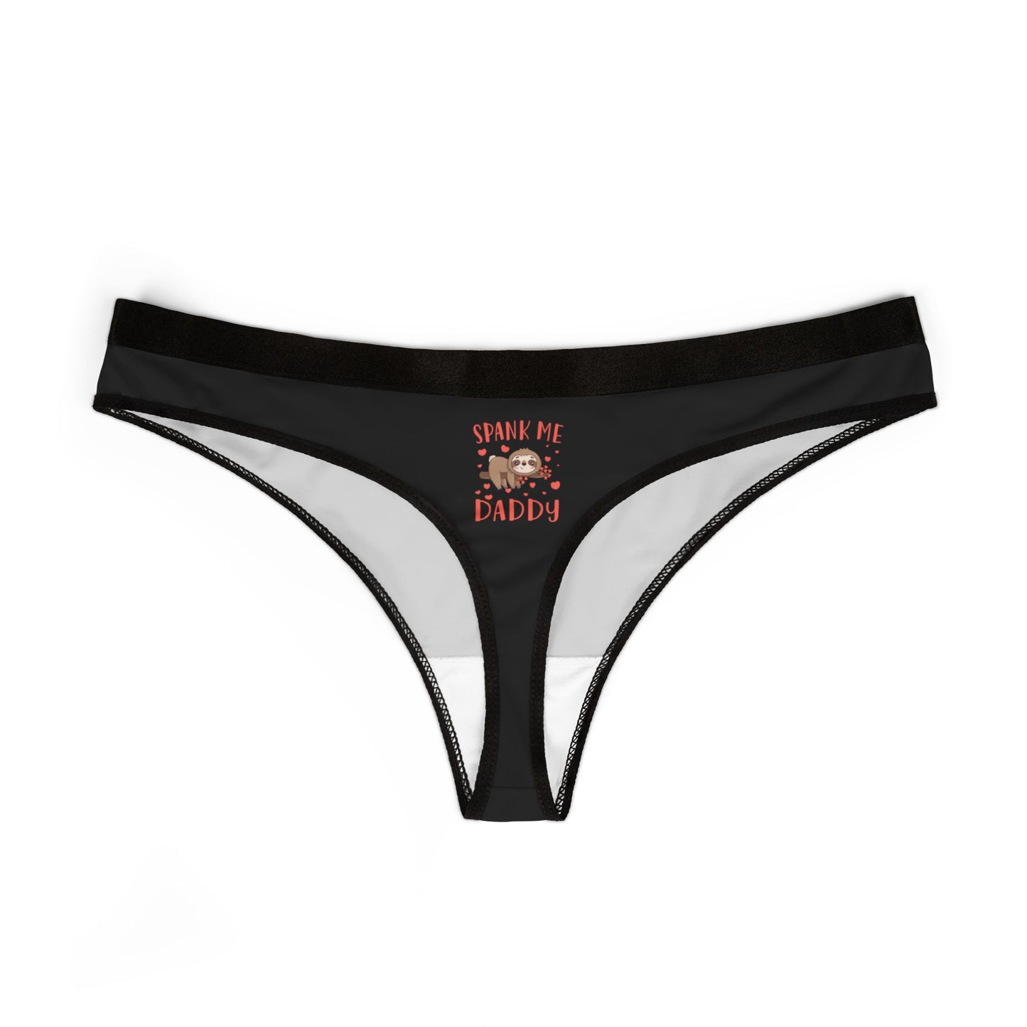 Spank Me Daddy - Black - Rear - Women's Thongs (AOP)