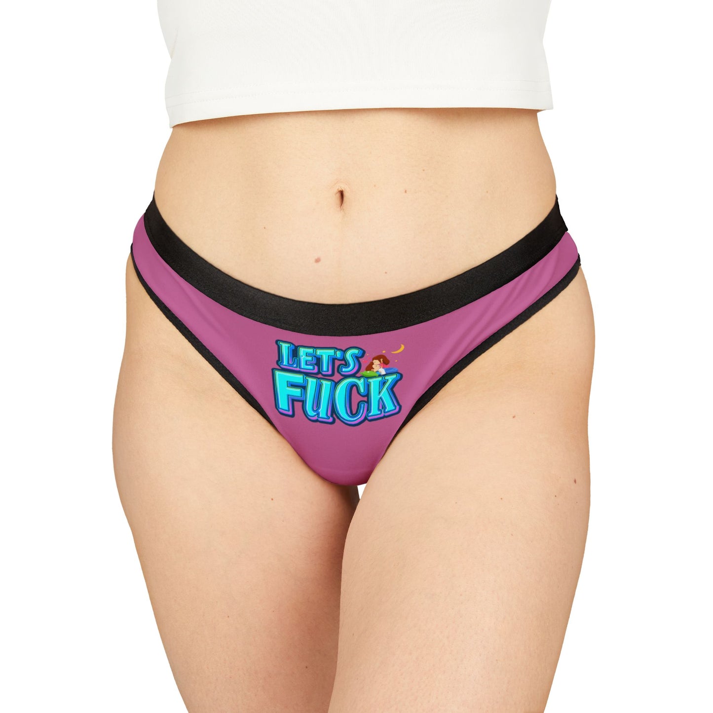 Let's Fuck - Light Pink - Women's Thongs (AOP)