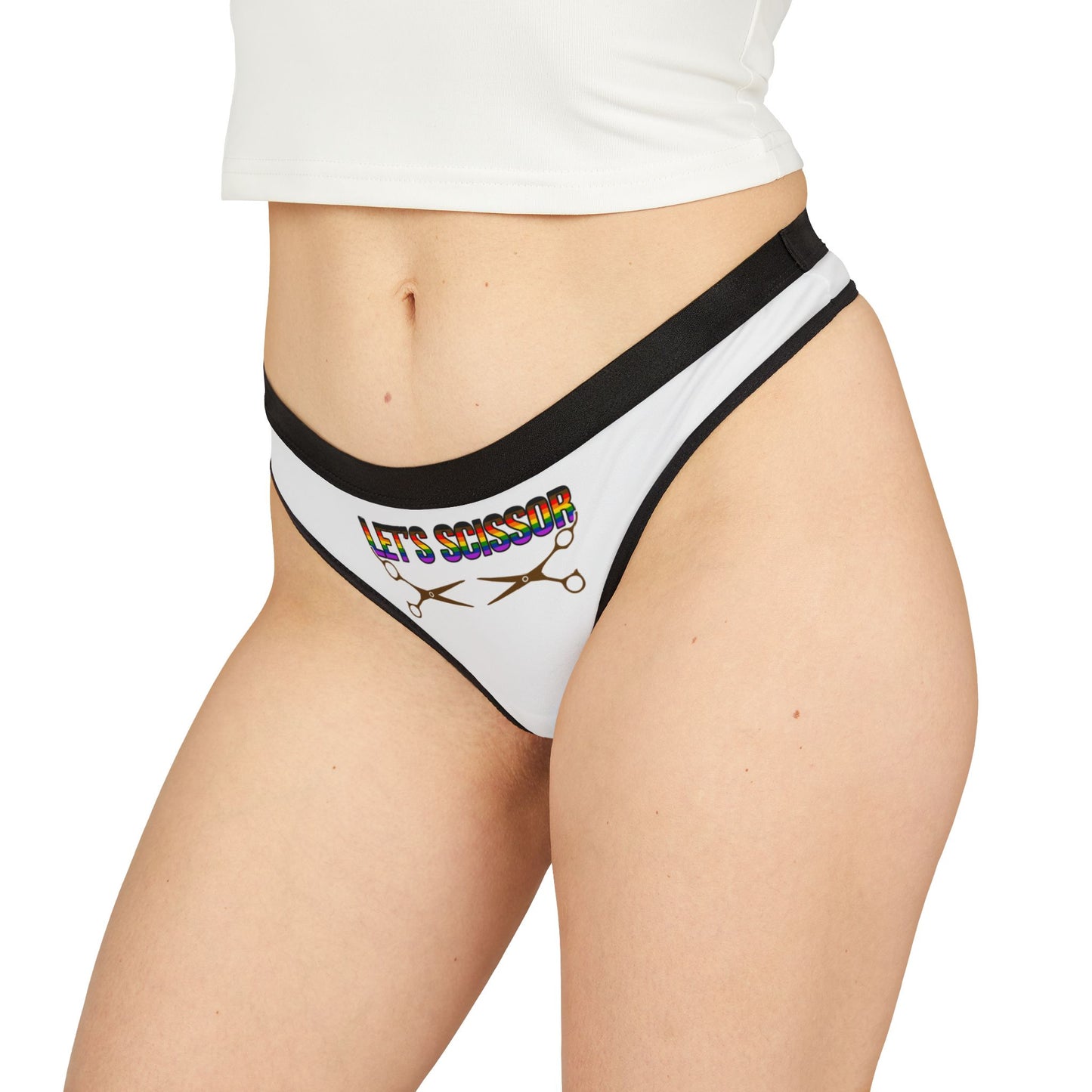 Let's Scissor - White - Women's Thongs (AOP)
