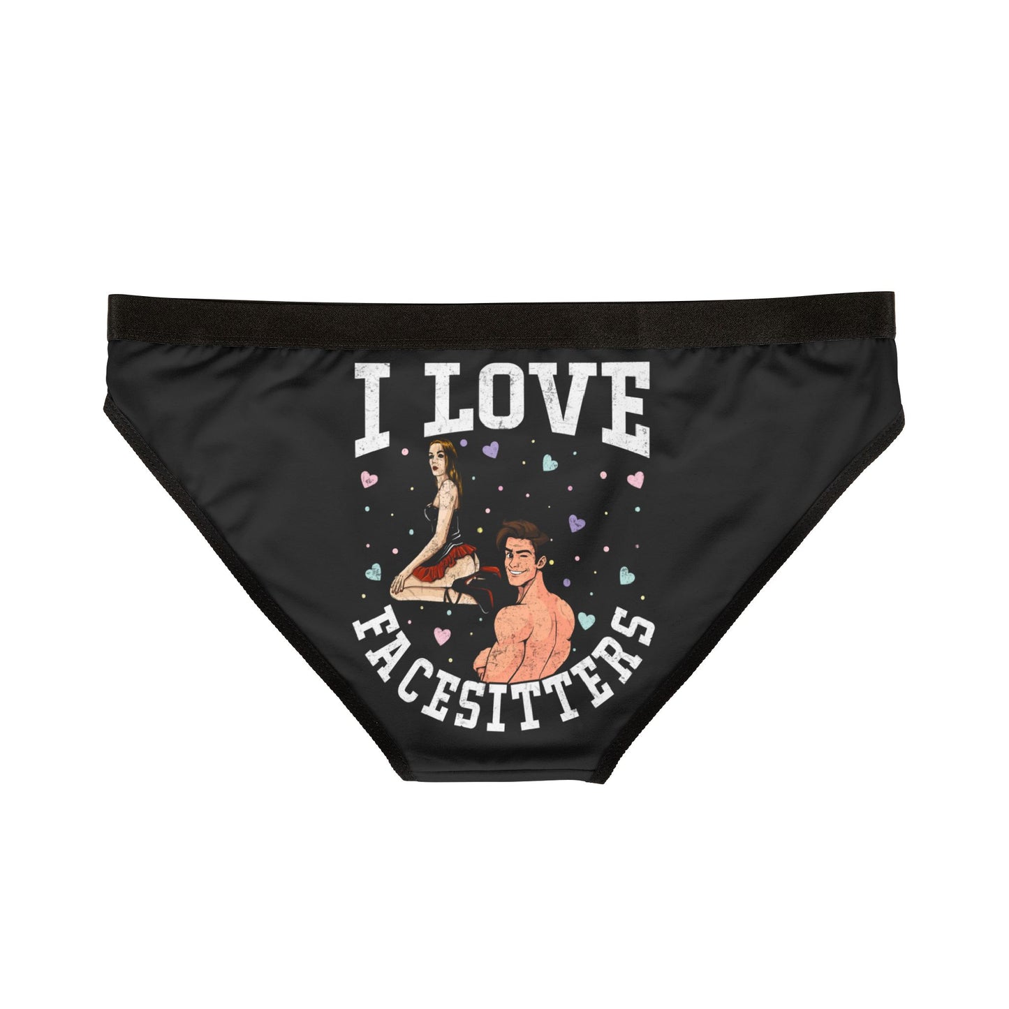 I Love Facesitters - Black - Rear - Women's Underwear (AOP)