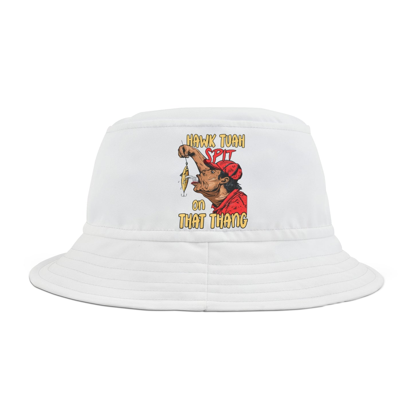 Hawk Tuah Spit On That Thang - Guy Spitting on Fishing Lure - Bucket Hat