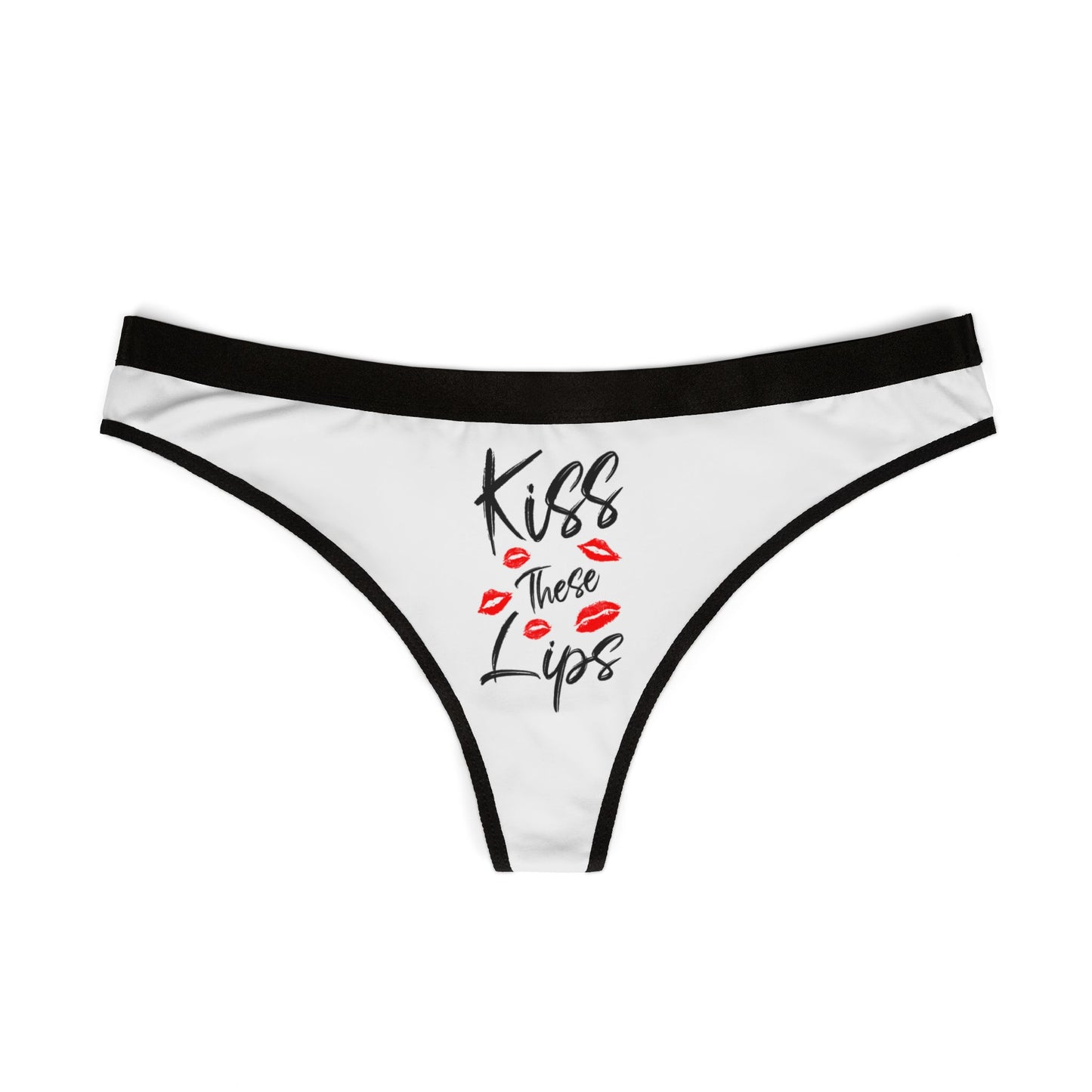 Kiss These Lips - White - Women's Thongs (AOP)