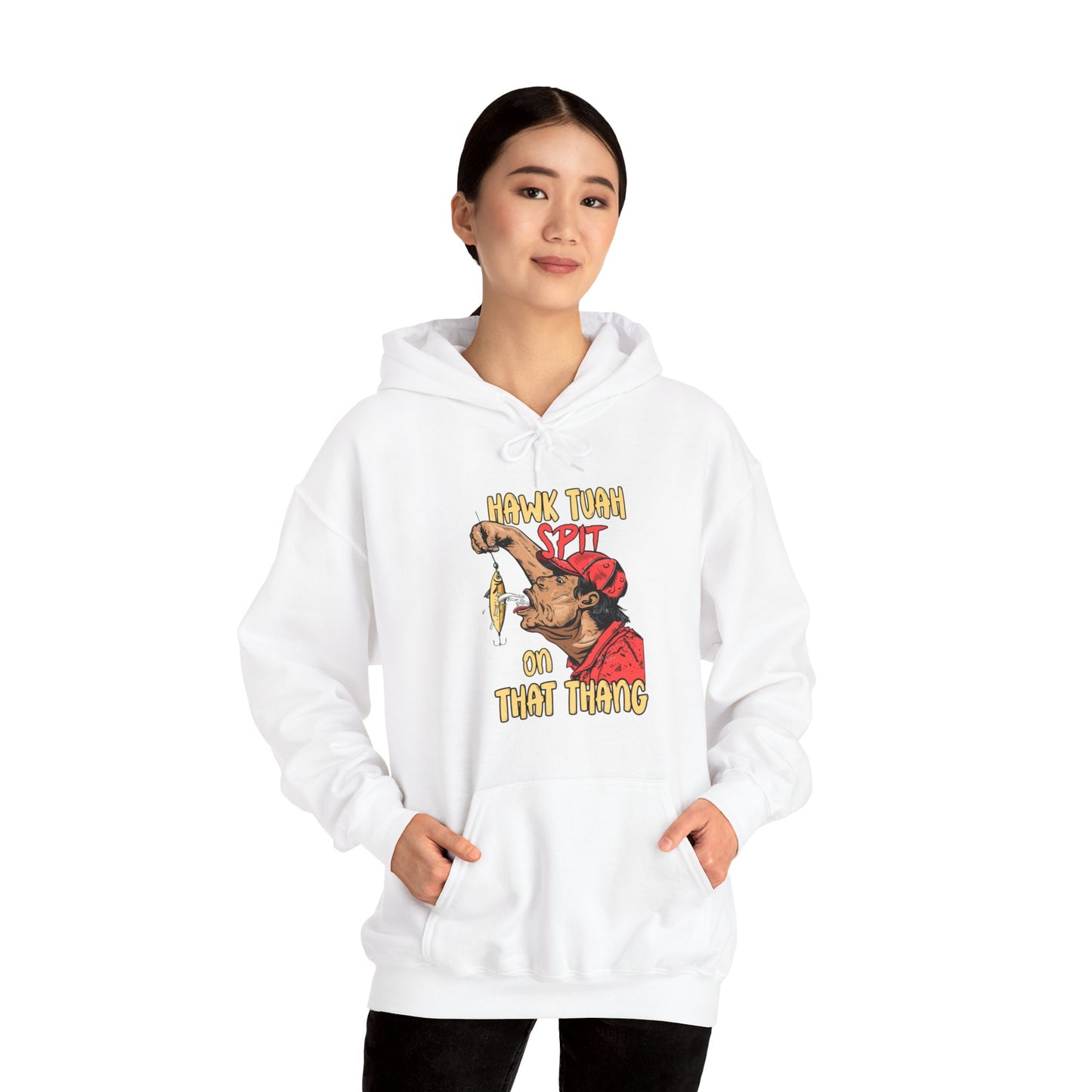 Hawk Tuah Spit On That Thang - Guy Spitting on Lure - Unisex Heavy Blend Hoodie