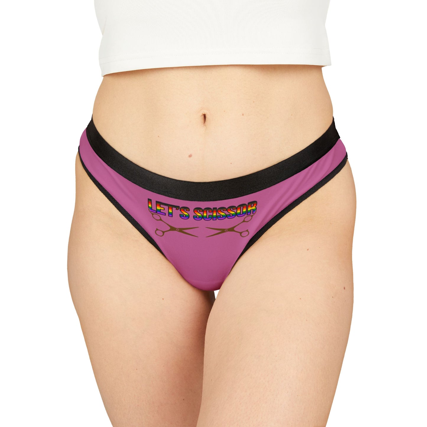 Let's Scissor - Light Pink - Women's Thongs (AOP)