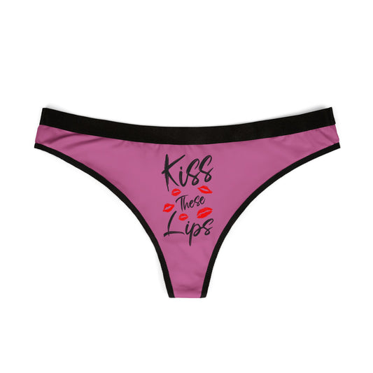 Kiss These Lips - Light Pink - Women's Thongs (AOP)