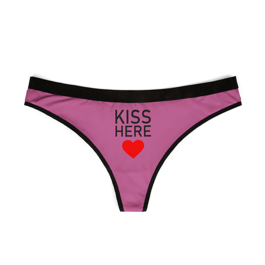Kiss Hear Heart - Light Pink - Women's Thongs (AOP)