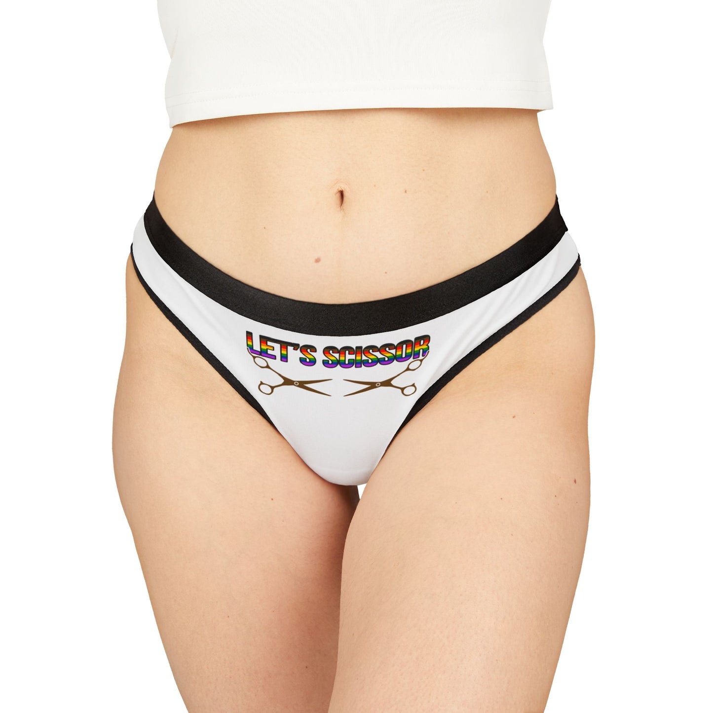 Let's Scissor - White - Women's Thongs (AOP)