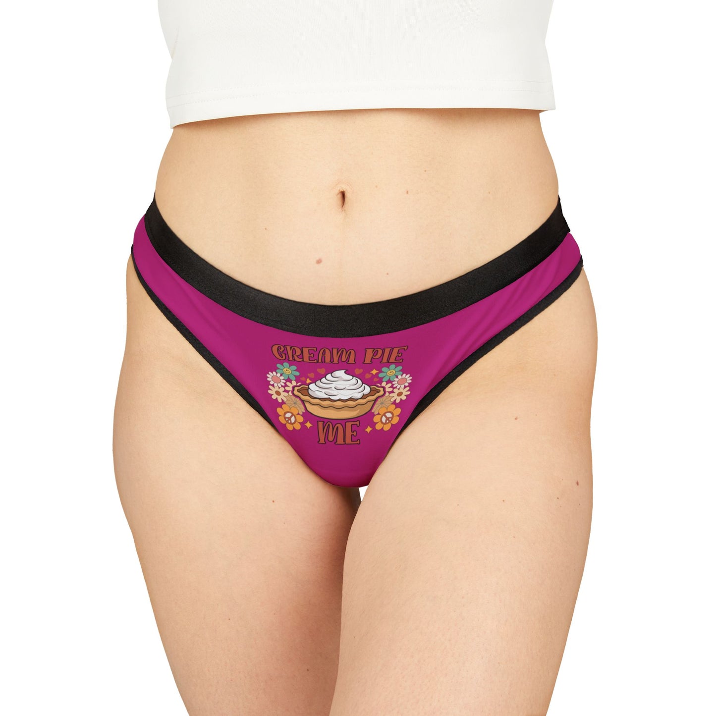 Cream Pie Me - Pink - Women's Thongs (AOP)