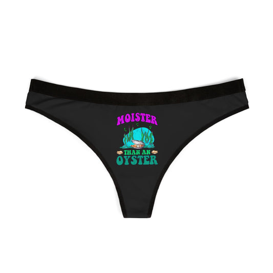 Moister Than An Oyster - Black - Women's Thongs (AOP)