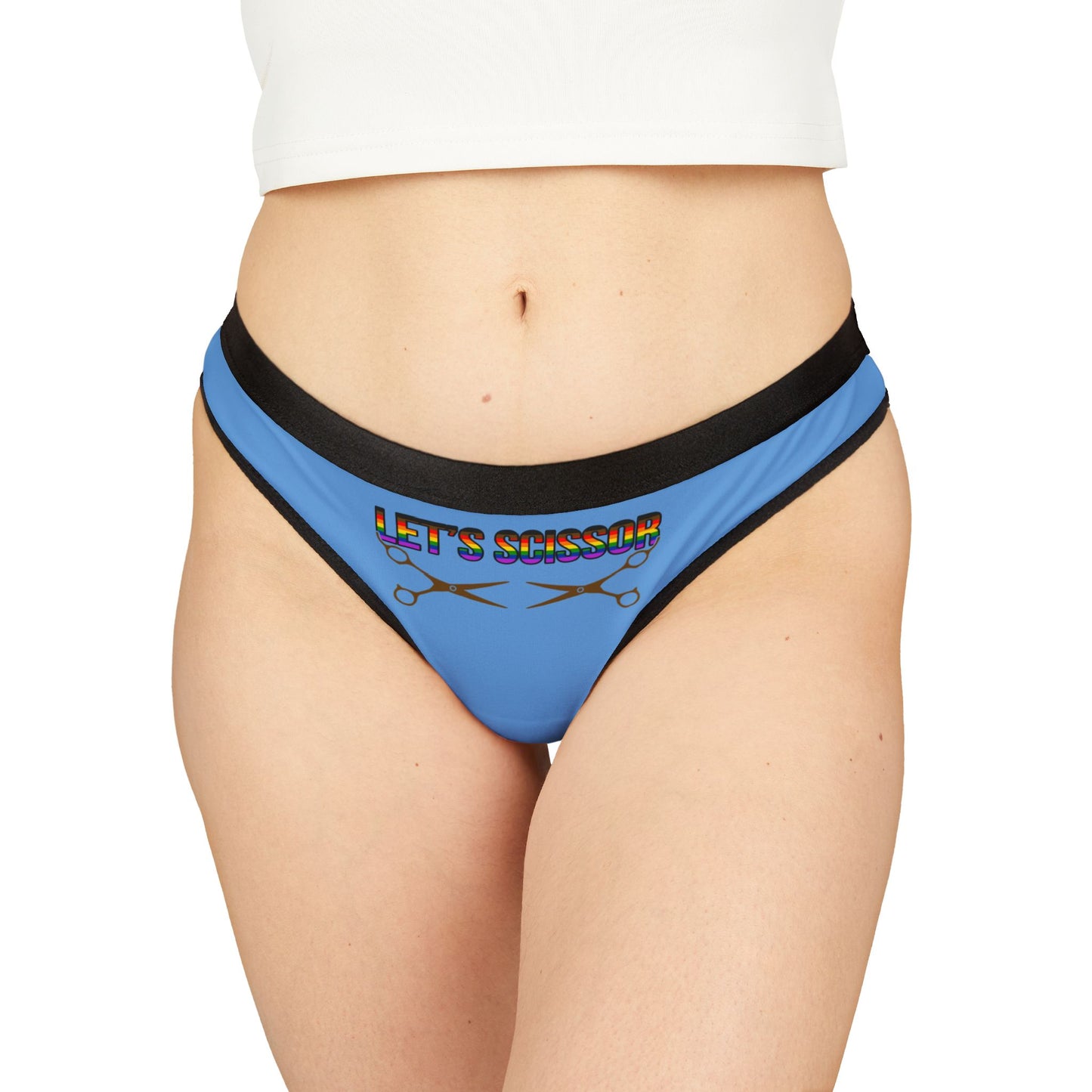Let's Scissor - Blue - Women's Thongs (AOP)