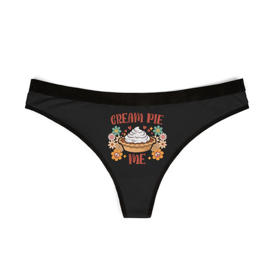 Cream Pie Me - Black - Women's Thongs (AOP)