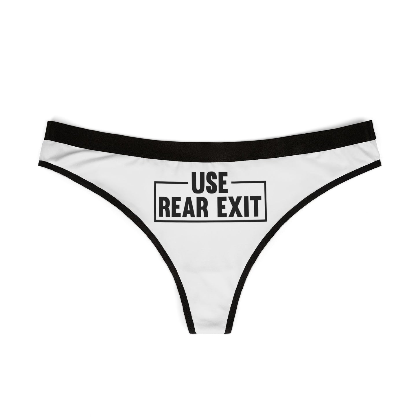 Use Rear Exit - White - Women's Thongs (AOP)