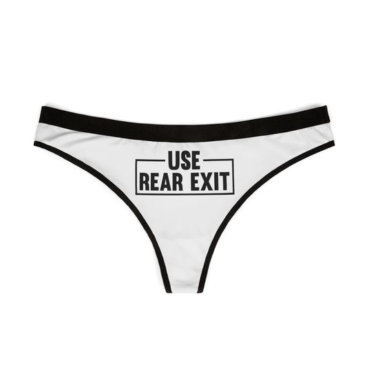 Use Rear Exit - White - Women's Thongs (AOP)