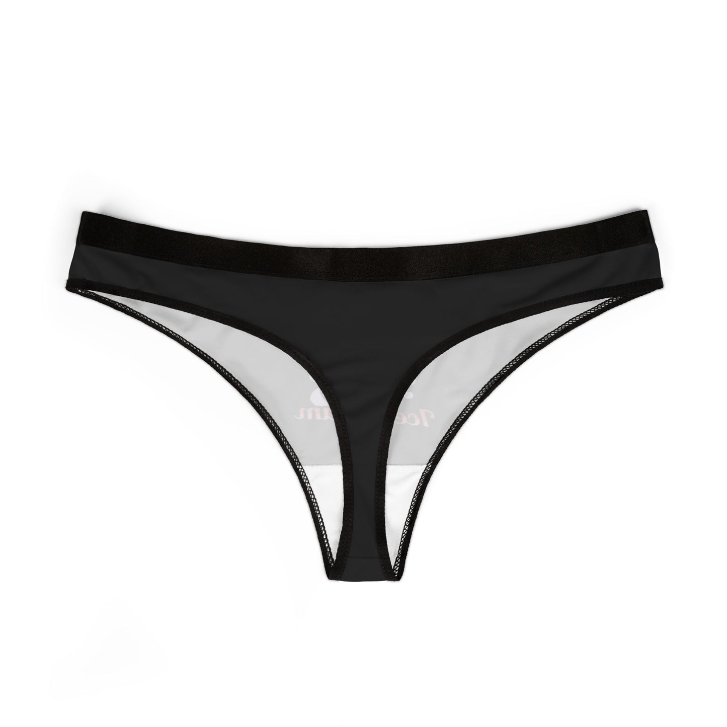 Lick Me Till Ice Cream - Black - Women's Thongs (AOP)