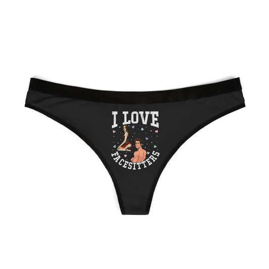 I Love Facesitters - Black - Women's Thongs (AOP)