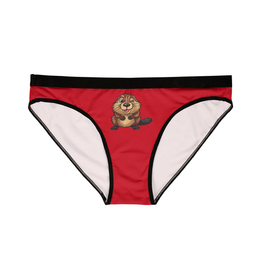 Winking Beaver - Dark Red - Women's Underwear (AOP)