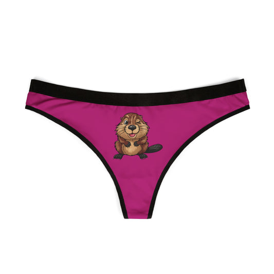 Winking Beaver - Pink - Women's Thongs (AOP)