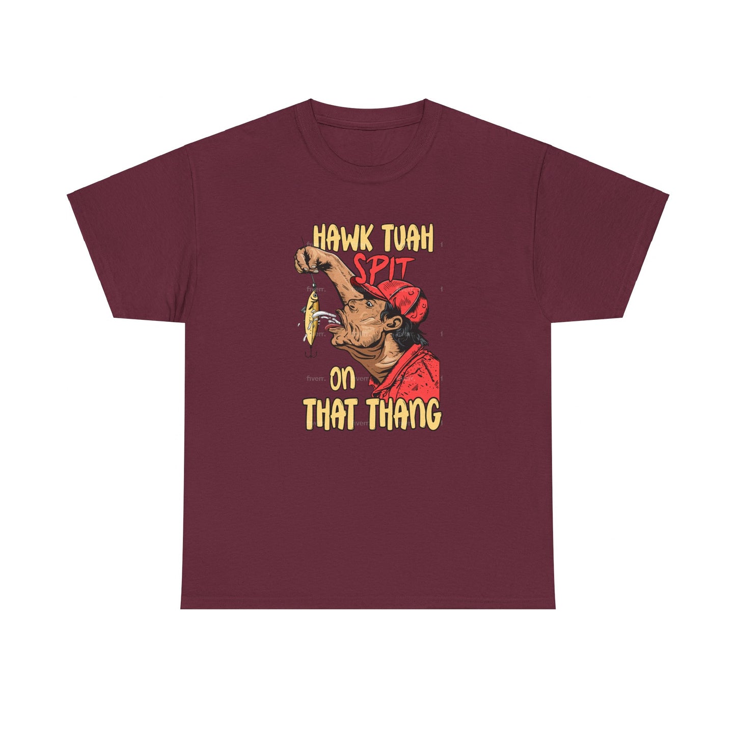 Hawk Tuah Spit On That Thang - Man Spitting on Fishing Lure - Unisex Heavy Cotton Tee