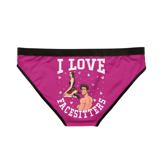 I Love Facesitters - Pink - Rear - Women's Underwear (AOP)