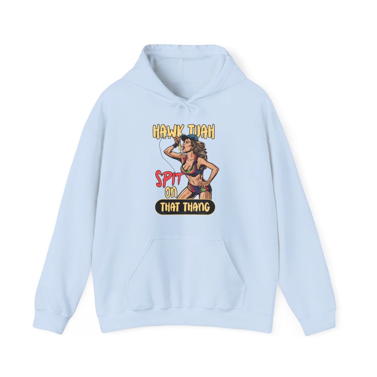 Hawk Tuah Spit on That Thang - Woman Spitting on Fishing Lure - Unisex Heavy Blend Hoodie