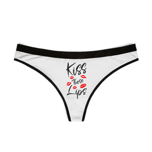 Kiss These Lips - White - Women's Thongs (AOP)
