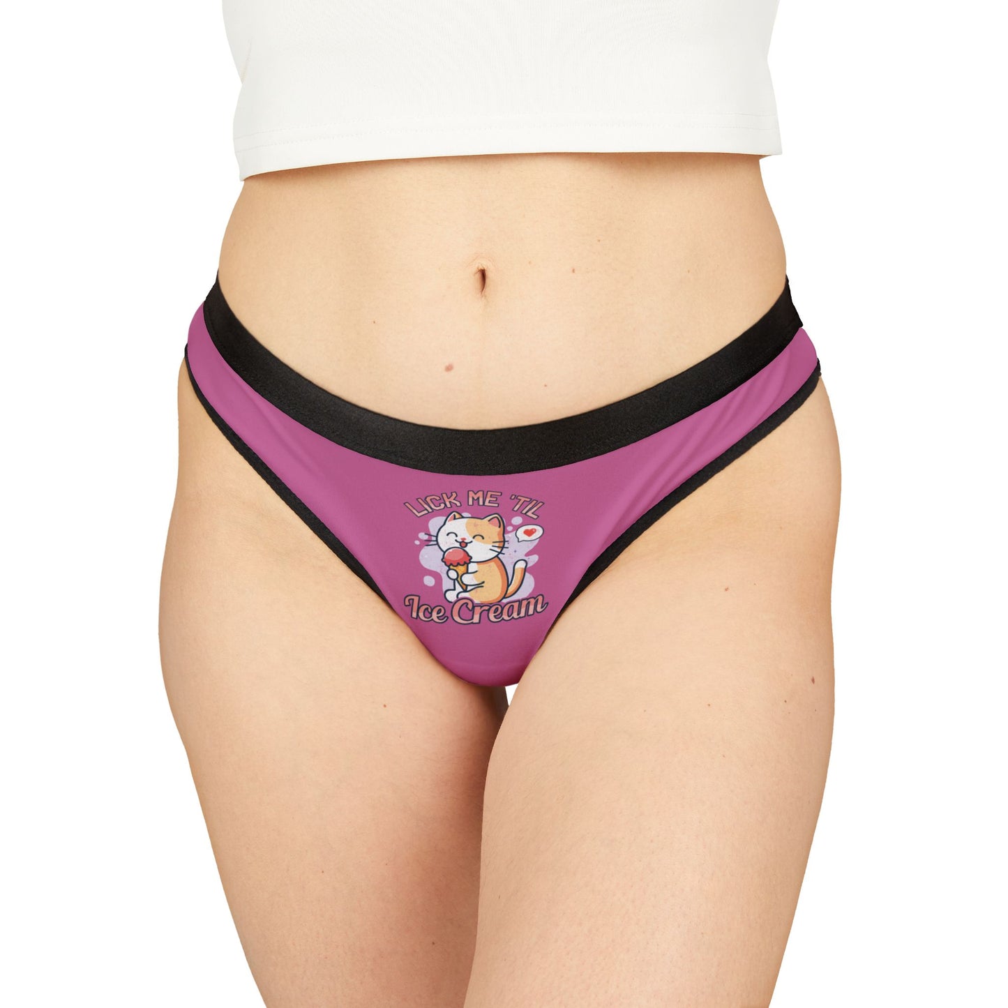 Lick Me 'Till Ice Cream - Light Pink - Women's Thongs (AOP)